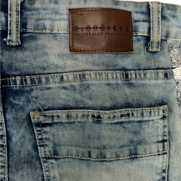 M. Society Men’s Acid Wash Patchwork Distressed Jeans Size 34x32 - Picture 17 of 17